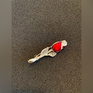 Sterling Silver & Marcasite Rose Pin